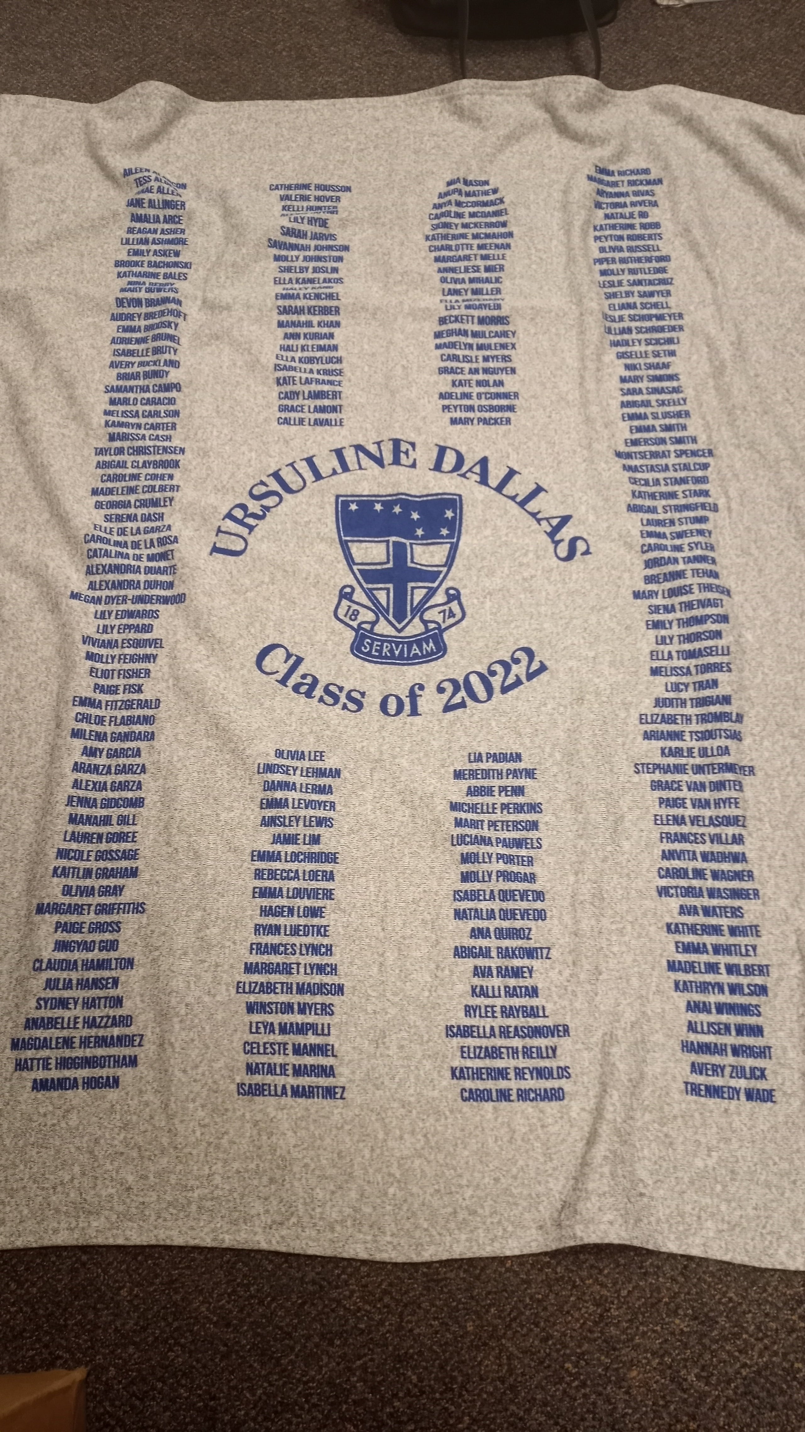 Class of 2024 blanket Ursuline Academy of Dallas